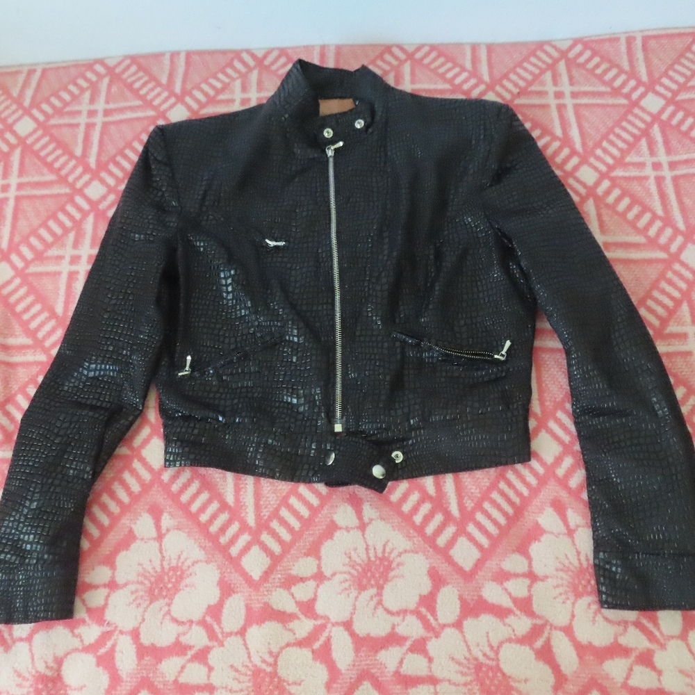 vintage womens rare john richmond jacket 12 runs small style c116 riri zipper